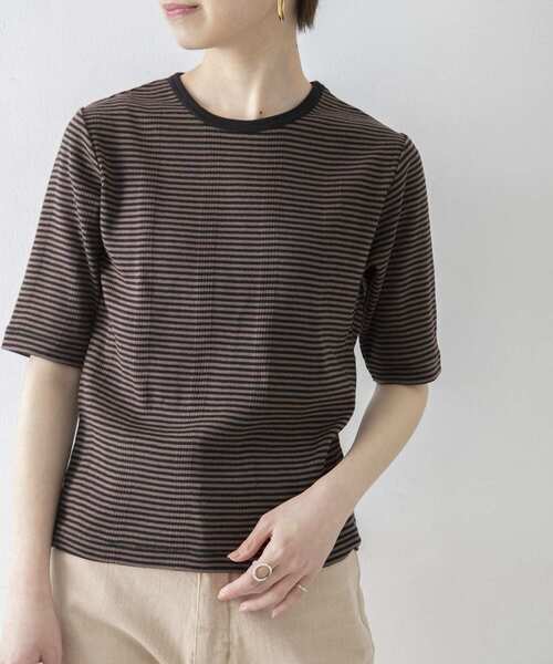 URBAN RESEARCH（アーバンリサーチ）の「『別注』Miller×URBAN RESEARCH　ハーフスリーブボーダーTシャツ（Tシャツ/カットソー・レディース・ブラウン/オレンジ/ブルー・FREE）」の14枚目の写真