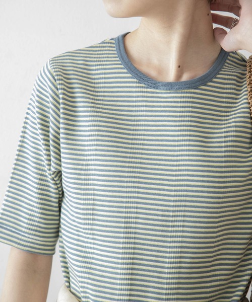 URBAN RESEARCH（アーバンリサーチ）の「『別注』Miller×URBAN RESEARCH　ハーフスリーブボーダーTシャツ（Tシャツ/カットソー・レディース・ブラウン/オレンジ/ブルー・FREE）」の7枚目の写真