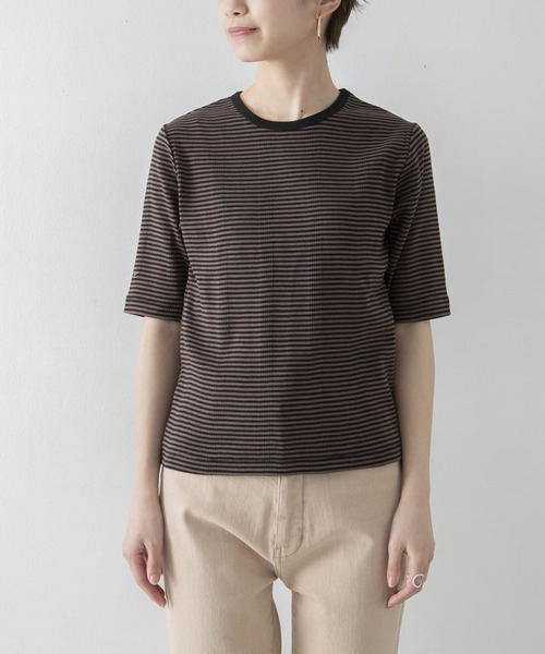 URBAN RESEARCH（アーバンリサーチ）の「『別注』Miller×URBAN RESEARCH　ハーフスリーブボーダーTシャツ（Tシャツ/カットソー・レディース・ブラウン/オレンジ/ブルー・FREE）」の15枚目の写真