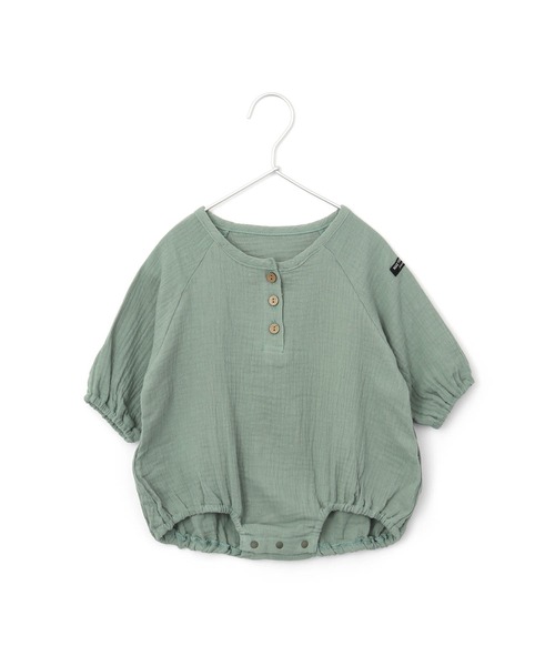 MAKE YOUR DAY（メイクユアデイ）の「Wガーゼロンパース（ロンパース・キッズ・ブラウン/イエロー/ミント/サーモンピンク・80/70）」の3枚目の写真