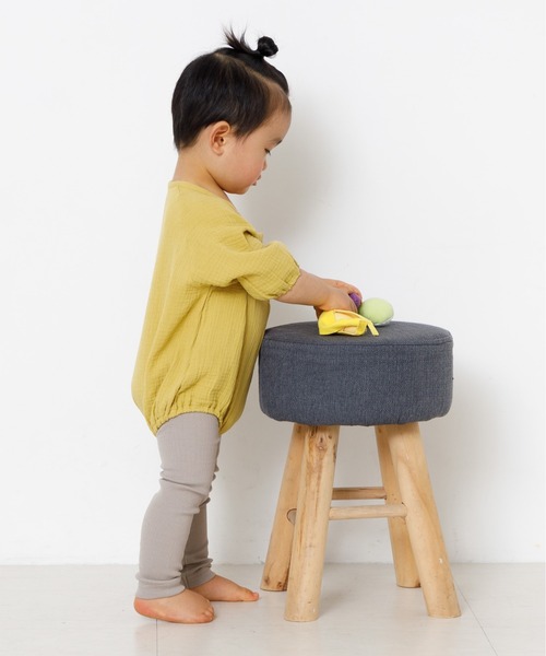 MAKE YOUR DAY（メイクユアデイ）の「Wガーゼロンパース（ロンパース・キッズ・ブラウン/イエロー/ミント/サーモンピンク・80/70）」の5枚目の写真