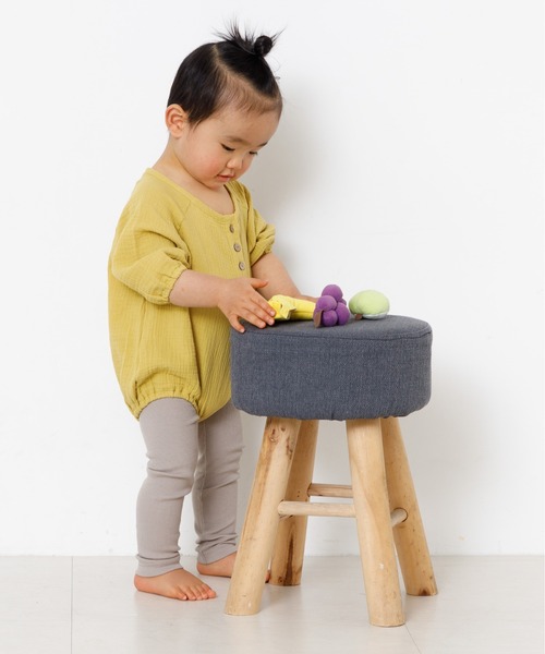 MAKE YOUR DAY（メイクユアデイ）の「Wガーゼロンパース（ロンパース・キッズ・ブラウン/イエロー/ミント/サーモンピンク・80/70）」の6枚目の写真