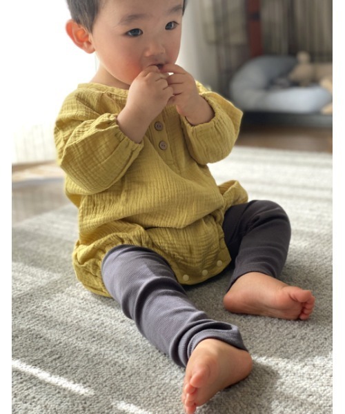 MAKE YOUR DAY（メイクユアデイ）の「Wガーゼロンパース（ロンパース・キッズ・ブラウン/イエロー/ミント/サーモンピンク・80/70）」の17枚目の写真