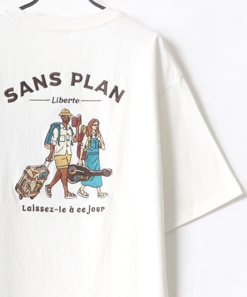 Lazar(ラザル)の「バック刺繍 Perfume/Vintage trip/Junk food/Orange bottle イラスト アート グラフィック オーバーサイズ Tシャツ(Tシャツ/カットソー・メンズ・ホワイト/チャコールグレー/ライトグレー/ホワイト系その他2/チャコール/ホワイト系その他3/イエロー/ホワイト系その他・LL/L/M)」の2枚目の写真