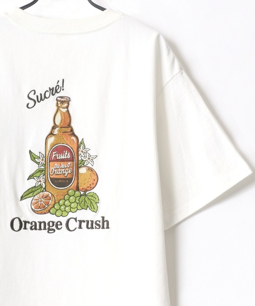 Lazar(ラザル)の「バック刺繍 Perfume/Vintage trip/Junk food/Orange bottle イラスト アート グラフィック オーバーサイズ Tシャツ(Tシャツ/カットソー・メンズ・ホワイト/チャコールグレー/ライトグレー/ホワイト系その他2/チャコール/ホワイト系その他3/イエロー/ホワイト系その他・LL/L/M)」の4枚目の写真