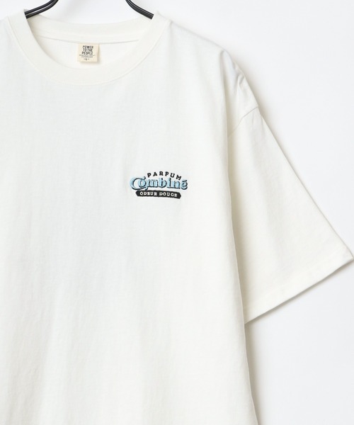 Lazar(ラザル)の「バック刺繍 Perfume/Vintage trip/Junk food/Orange bottle イラスト アート グラフィック オーバーサイズ Tシャツ(Tシャツ/カットソー・メンズ・ホワイト/チャコールグレー/ライトグレー/ホワイト系その他2/チャコール/ホワイト系その他3/イエロー/ホワイト系その他・LL/L/M)」の9枚目の写真