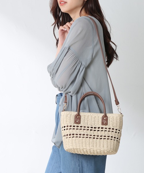 Honeys（ハニーズ）の「雑材ハンドＢａｇ（小）（ハンドバッグ・レディース・ブラウン/キナリ/ベージュ・FREE）」の13枚目の写真