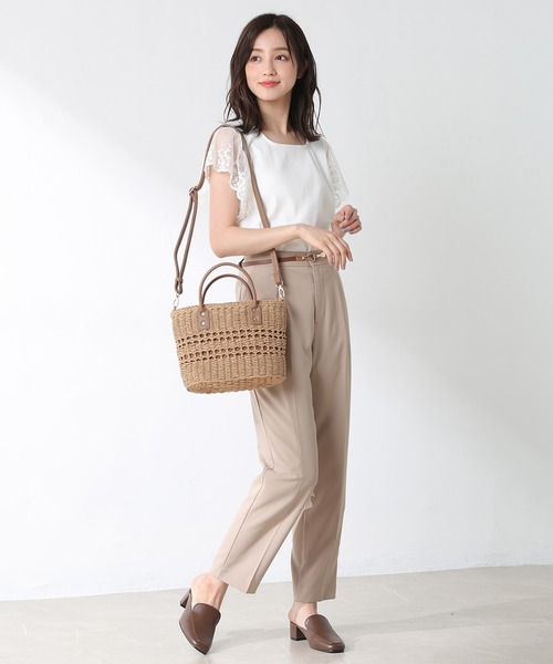 Honeys（ハニーズ）の「雑材ハンドＢａｇ（小）（ハンドバッグ・レディース・ブラウン/キナリ/ベージュ・FREE）」の6枚目の写真