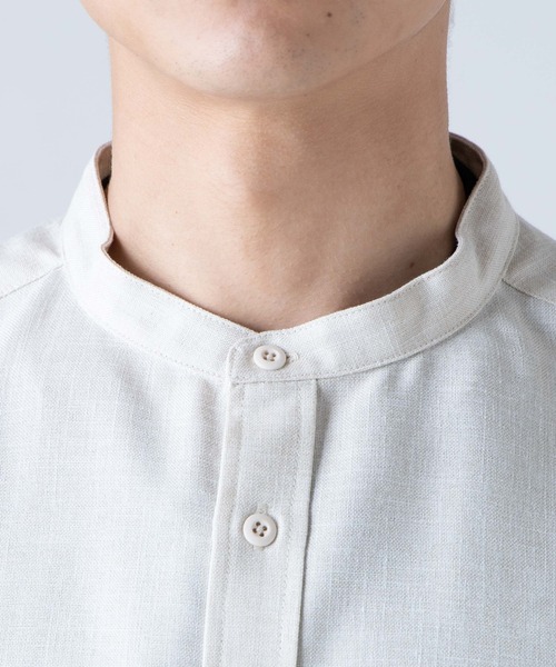 WEGO（ウィゴー）の「WEGO/リネンライクバンドカラー5分袖シャツ（シャツ/ブラウス・メンズ・ピンク/ベージュ/ラベンダー/ブラック/ワイン/ダークオレンジ・SMALL/MEDIUM/LARGE）」の21枚目の写真