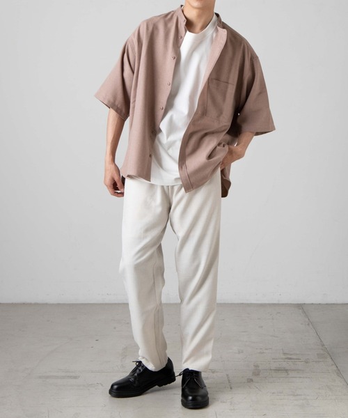 WEGO（ウィゴー）の「WEGO/リネンライクバンドカラー5分袖シャツ（シャツ/ブラウス・メンズ・ピンク/ベージュ/ラベンダー/ブラック/ワイン/ダークオレンジ・SMALL/MEDIUM/LARGE）」の14枚目の写真