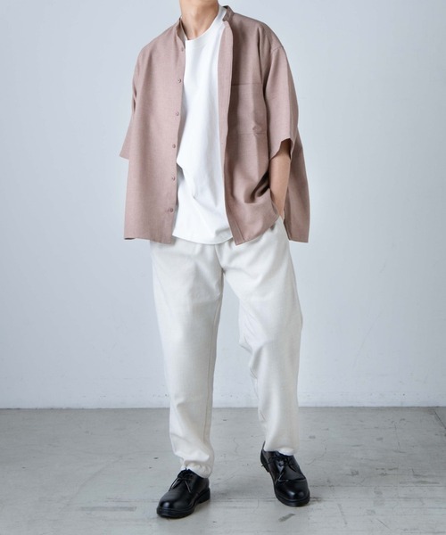 WEGO（ウィゴー）の「WEGO/リネンライクバンドカラー5分袖シャツ（シャツ/ブラウス・メンズ・ピンク/ベージュ/ラベンダー/ブラック/ワイン/ダークオレンジ・SMALL/MEDIUM/LARGE）」の20枚目の写真