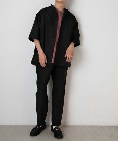 WEGO（ウィゴー）の「WEGO/リネンライクバンドカラー5分袖シャツ（シャツ/ブラウス・メンズ・ピンク/ベージュ/ラベンダー/ブラック/ワイン/ダークオレンジ・SMALL/MEDIUM/LARGE）」の22枚目の写真