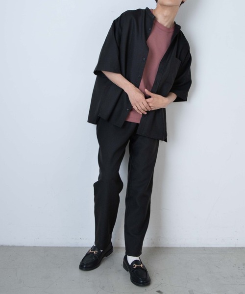 WEGO（ウィゴー）の「WEGO/リネンライクバンドカラー5分袖シャツ（シャツ/ブラウス・メンズ・ピンク/ベージュ/ラベンダー/ブラック/ワイン/ダークオレンジ・SMALL/MEDIUM/LARGE）」の16枚目の写真