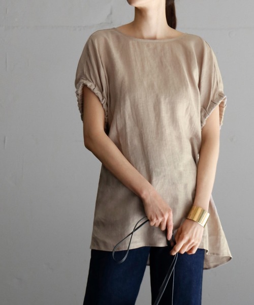 セール 麻100 使用 麻ギャザーボリューム袖カットソー Tシャツ カットソー Elfrank エルフランク のファッション通販 Zozotown