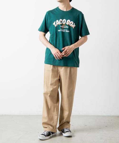 WEGO（ウィゴー）の「WEGO/アーチロゴプリント半袖Tシャツ（Tシャツ/カットソー・メンズ・ダークグリーン/イエロー・SMALL/MEDIUM/X-LARGE/LARGE）」の9枚目の写真