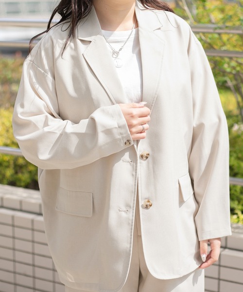 PairPair(ペアペア)の「テックリネンBIGテーラードジャケット(ユニセックス/セットアップ)(テーラードジャケット・メンズ・アイボリー/ライトブラウン・MEDIUM/LARGE)」の5枚目の写真