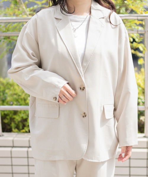 PairPair(ペアペア)の「テックリネンBIGテーラードジャケット(ユニセックス/セットアップ)(テーラードジャケット・メンズ・アイボリー/ライトブラウン・MEDIUM/LARGE)」の15枚目の写真