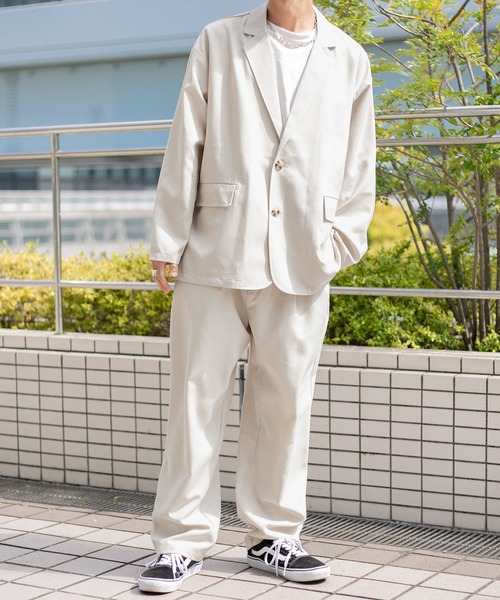 PairPair(ペアペア)の「テックリネンBIGテーラードジャケット(ユニセックス/セットアップ)(テーラードジャケット・メンズ・アイボリー/ライトブラウン・MEDIUM/LARGE)」の10枚目の写真