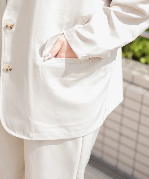 PairPair(ペアペア)の「テックリネンBIGテーラードジャケット(ユニセックス/セットアップ)(テーラードジャケット・メンズ・アイボリー/ライトブラウン・MEDIUM/LARGE)」の9枚目の写真