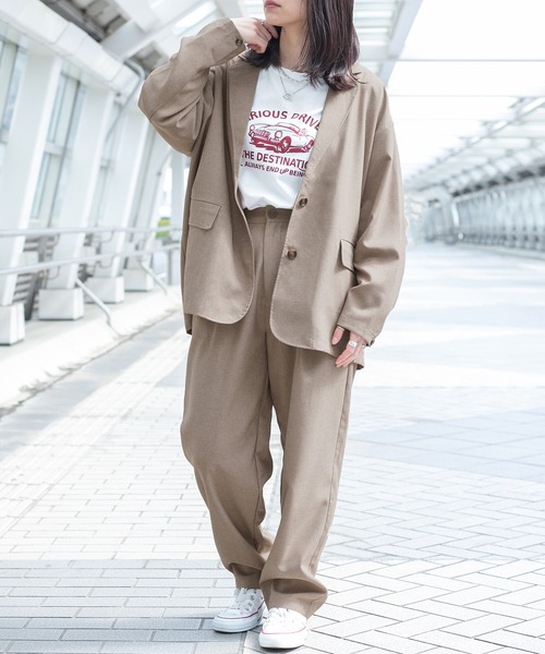 PairPair(ペアペア)の「テックリネンBIGテーラードジャケット(ユニセックス/セットアップ)(テーラードジャケット・メンズ・アイボリー/ライトブラウン・MEDIUM/LARGE)」の7枚目の写真