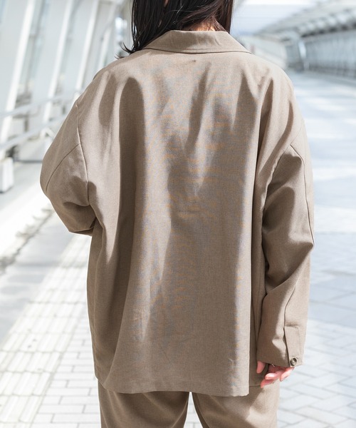 PairPair(ペアペア)の「テックリネンBIGテーラードジャケット(ユニセックス/セットアップ)(テーラードジャケット・メンズ・アイボリー/ライトブラウン・MEDIUM/LARGE)」の16枚目の写真