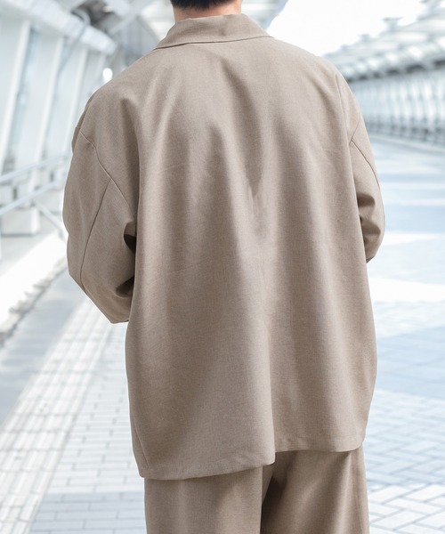 PairPair(ペアペア)の「テックリネンBIGテーラードジャケット(ユニセックス/セットアップ)(テーラードジャケット・メンズ・アイボリー/ライトブラウン・MEDIUM/LARGE)」の8枚目の写真