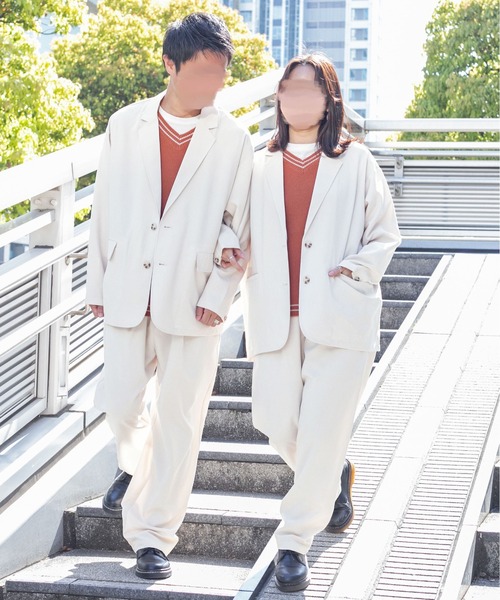 PairPair(ペアペア)の「テックリネンBIGテーラードジャケット(ユニセックス/セットアップ)(テーラードジャケット・メンズ・アイボリー/ライトブラウン・MEDIUM/LARGE)」の20枚目の写真