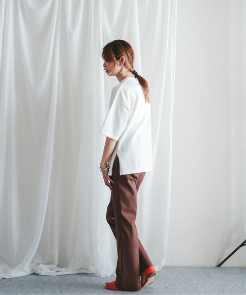 FIL DE FER（フィルデフェール）の「ダブルクロスストレッチ　イージーフレアパンツ（スラックス・レディース・ブラック/ブラウン・FREE）」の3枚目の写真