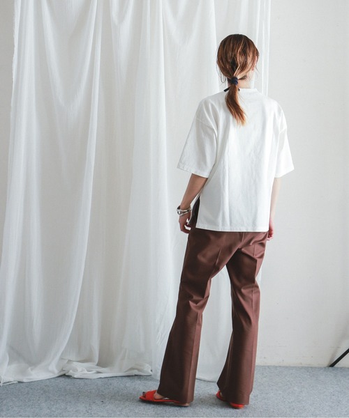 FIL DE FER（フィルデフェール）の「ダブルクロスストレッチ　イージーフレアパンツ（スラックス・レディース・ブラック/ブラウン・FREE）」の4枚目の写真