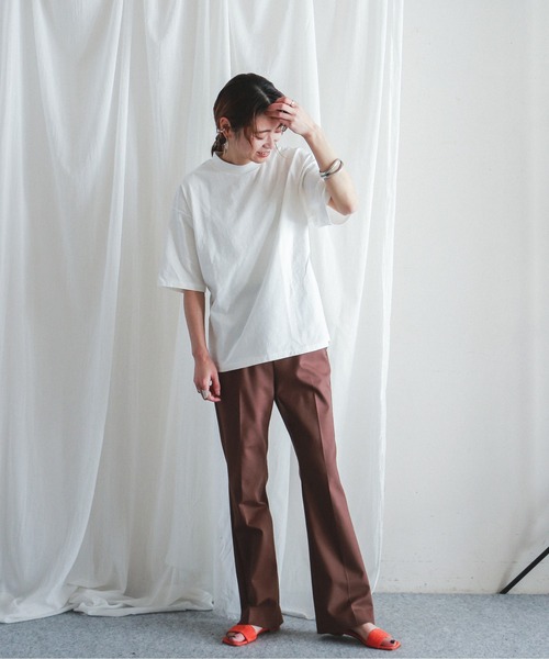 FIL DE FER（フィルデフェール）の「ダブルクロスストレッチ　イージーフレアパンツ（スラックス・レディース・ブラック/ブラウン・FREE）」の6枚目の写真