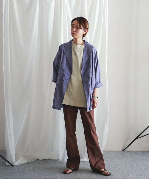 FIL DE FER（フィルデフェール）の「ダブルクロスストレッチ　イージーフレアパンツ（スラックス・レディース・ブラック/ブラウン・FREE）」の14枚目の写真