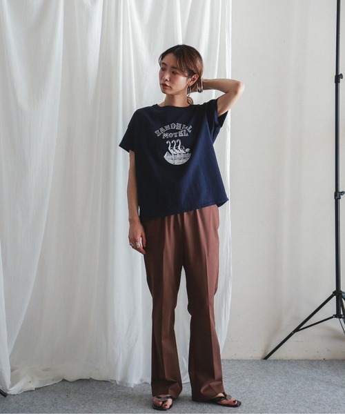 FIL DE FER（フィルデフェール）の「ダブルクロスストレッチ　イージーフレアパンツ（スラックス・レディース・ブラック/ブラウン・FREE）」の15枚目の写真