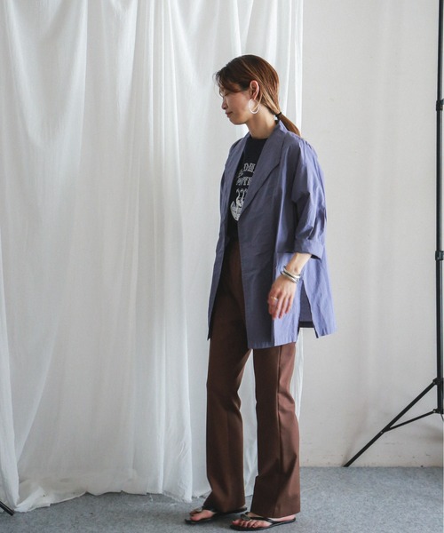 FIL DE FER（フィルデフェール）の「ダブルクロスストレッチ　イージーフレアパンツ（スラックス・レディース・ブラック/ブラウン・FREE）」の16枚目の写真