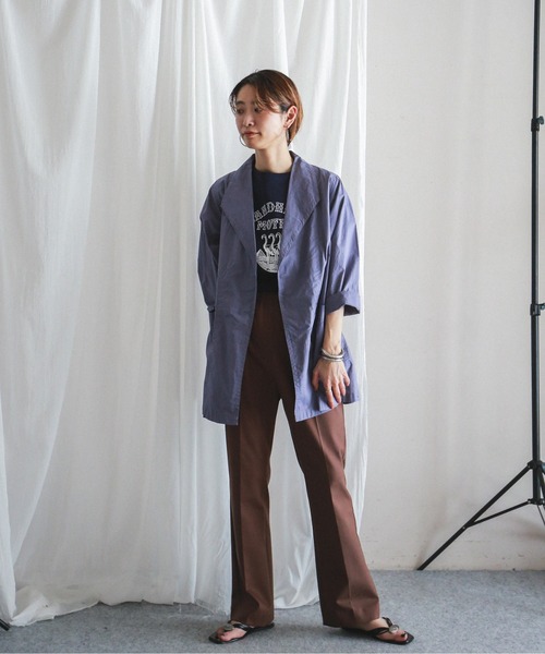 FIL DE FER（フィルデフェール）の「ダブルクロスストレッチ　イージーフレアパンツ（スラックス・レディース・ブラック/ブラウン・FREE）」の17枚目の写真