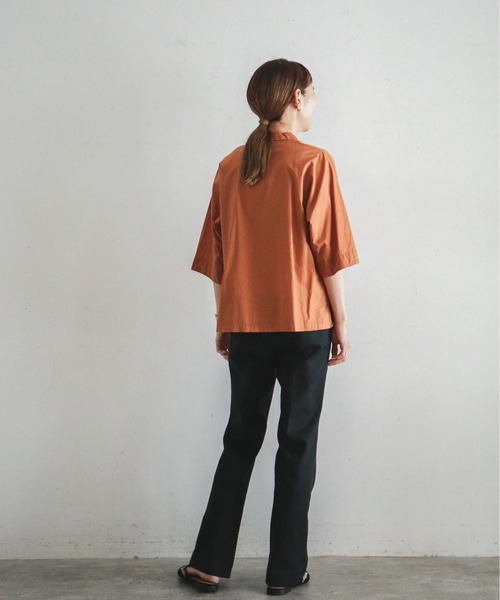 FIL DE FER（フィルデフェール）の「ダブルクロスストレッチ　イージーフレアパンツ（スラックス・レディース・ブラック/ブラウン・FREE）」の20枚目の写真