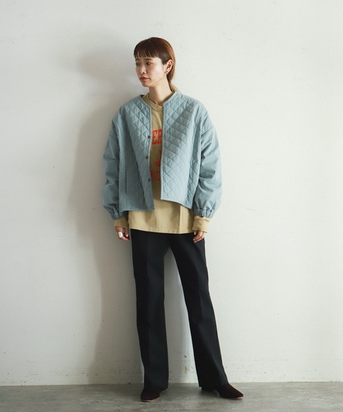 FIL DE FER（フィルデフェール）の「ダブルクロスストレッチ　イージーフレアパンツ（スラックス・レディース・ブラック/ブラウン・FREE）」の22枚目の写真