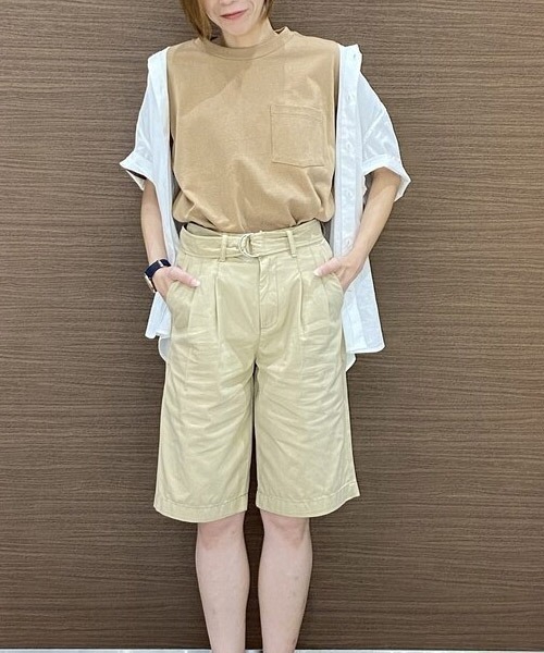 GAP(ギャップ)の「ハイライズ ベルト ショートパンツ(その他パンツ・レディース・その他/ベージュ/ブラック・6/8/000/4/0/2/00)」の1枚目の写真