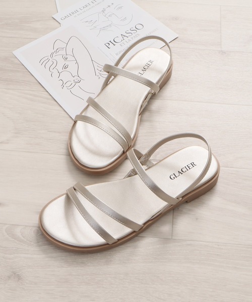 Honeys（ハニーズ）の「ナローストラップサンダル（サンダル・レディース・ゴールド/ブラック/ホワイト・S/M/L）」の3枚目の写真