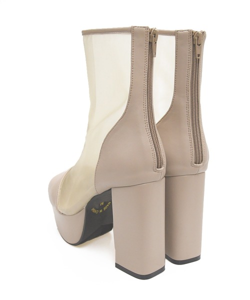 NOFALL（ノーフォール）の「シアー厚底ショートブーツ（ブーツ・レディース・ブラック/アイボリー/ブラック系その他/グレイッシュベージュ・LL/3L/SS/S/M/L）」の7枚目の写真