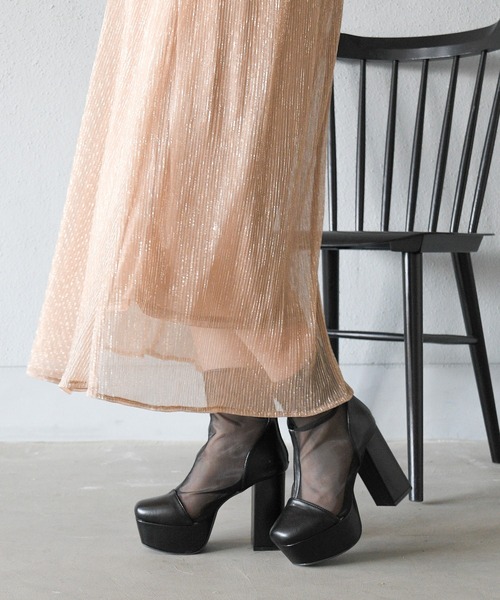 NOFALL（ノーフォール）の「シアー厚底ショートブーツ（ブーツ・レディース・ブラック/アイボリー/ブラック系その他/グレイッシュベージュ・LL/3L/SS/S/M/L）」の16枚目の写真