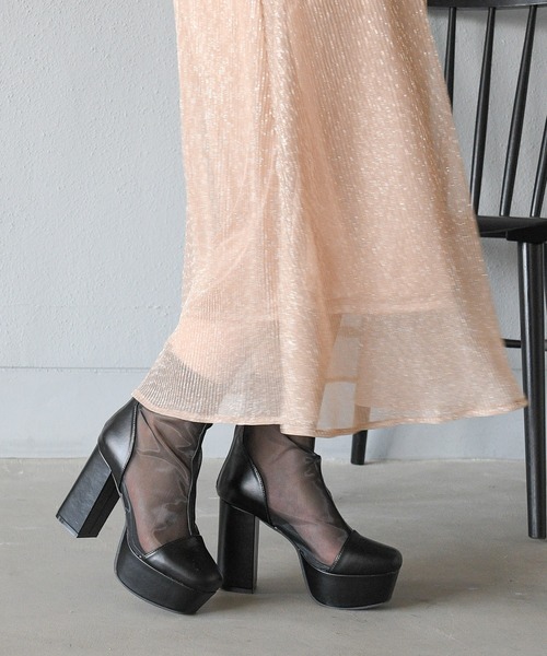 NOFALL（ノーフォール）の「シアー厚底ショートブーツ（ブーツ・レディース・ブラック/アイボリー/ブラック系その他/グレイッシュベージュ・LL/3L/SS/S/M/L）」の17枚目の写真