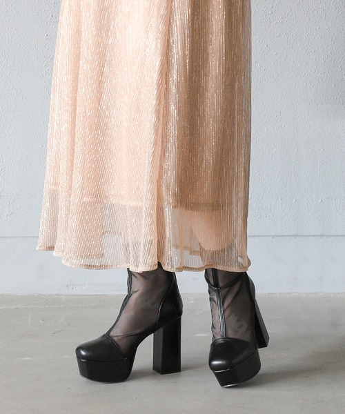 NOFALL（ノーフォール）の「シアー厚底ショートブーツ（ブーツ・レディース・ブラック/アイボリー/ブラック系その他/グレイッシュベージュ・LL/3L/SS/S/M/L）」の18枚目の写真