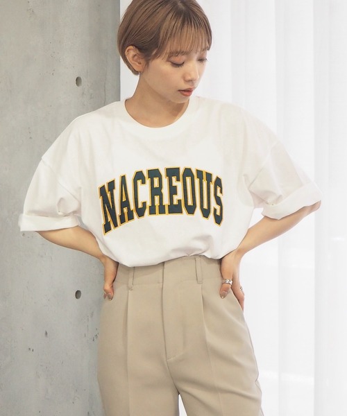 tiptop(ティップトップ)の「2021SS カレッジロゴBIGTシャツ(Tシャツ/カットソー・レディース・オフホワイト/スミクロ/グリーン/ブルー/ネイビー/グリーン系その他/ホワイト系その他・FREE)」の2枚目の写真