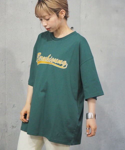 tiptop(ティップトップ)の「2021SS カレッジロゴBIGTシャツ(Tシャツ/カットソー・レディース・オフホワイト/スミクロ/グリーン/ブルー/ネイビー/グリーン系その他/ホワイト系その他・FREE)」の9枚目の写真