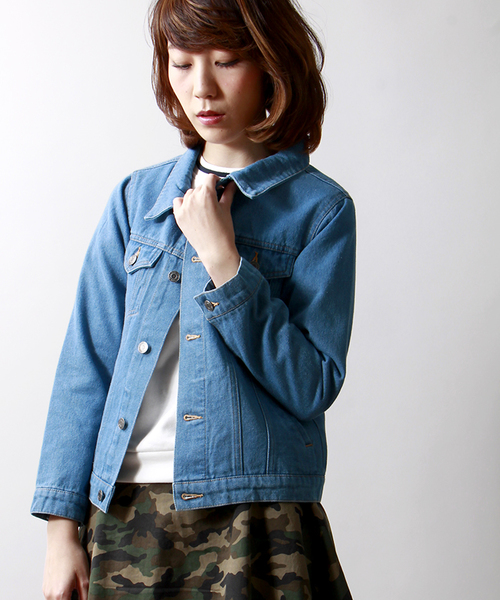 WEGO(ウィゴー)の「WEGO/ショート丈Gジャン(デニムジャケット・レディース・ホワイト/インディゴブルー/ダークインディゴブルー・FREE)」の1枚目の写真