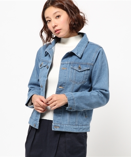 WEGO(ウィゴー)の「WEGO/ショート丈Gジャン(デニムジャケット・レディース・ホワイト/インディゴブルー/ダークインディゴブルー・FREE)」の8枚目の写真