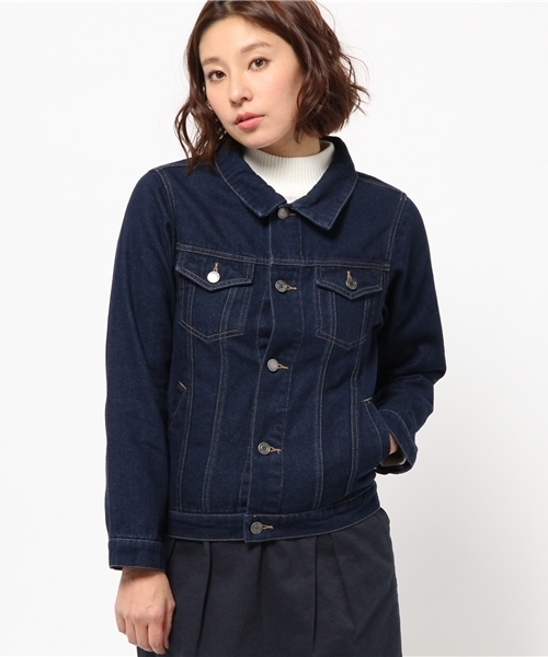 WEGO(ウィゴー)の「WEGO/ショート丈Gジャン(デニムジャケット・レディース・ホワイト/インディゴブルー/ダークインディゴブルー・FREE)」の13枚目の写真