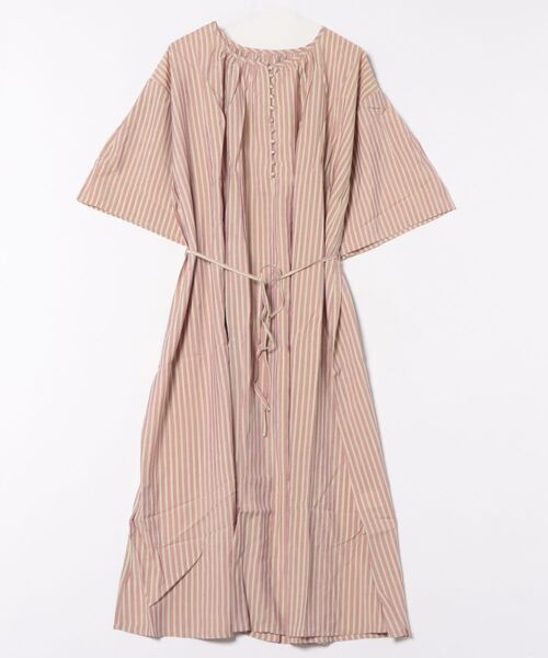 CLOTH&CROSS ハグオーワー リネンストライプワンピース ハグオーワー