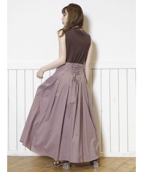 dazzlin（ダズリン）の「バックレースアップコンビワンピース（ワンピース・レディース・ブラウン/グレー/アイボリー・FREE）」の9枚目の写真