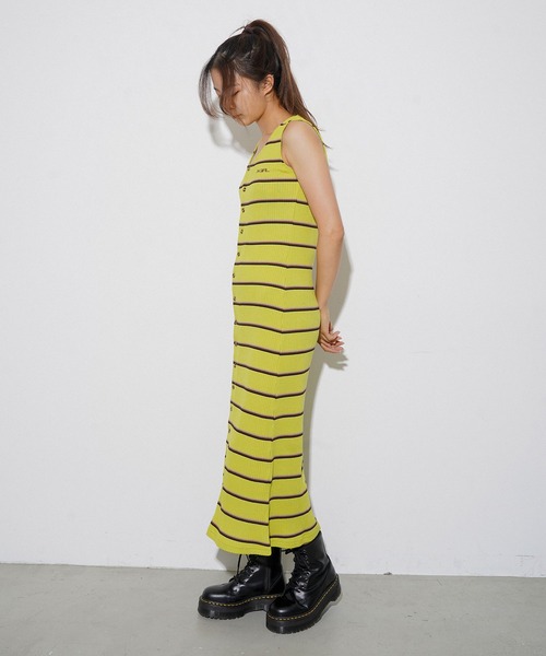 X-girl（エックスガール）の「MULTI STRIPE DRESS（ワンピース・レディース・ブラック/ホワイト/ライトグリーン・S/M）」の6枚目の写真